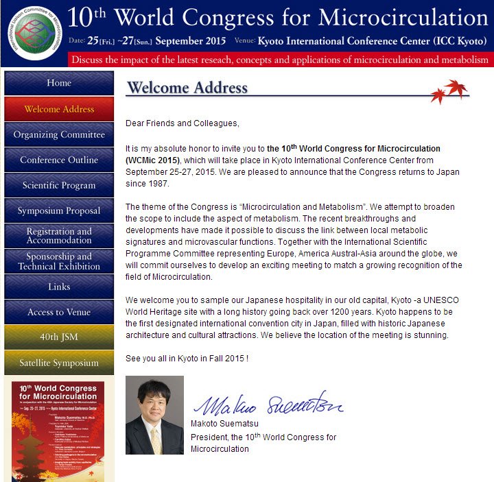 Coming up! The 10th World Congress for Microcirculation (WCMic 2015)